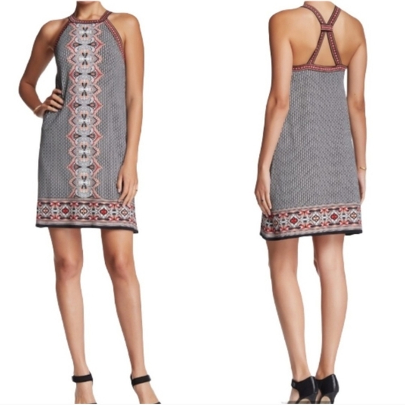 Max Studio Blue An Teal Geometric Pattern Sleeveless Criss-Cross Dress Sz XL NEW - Picture 10 of 10